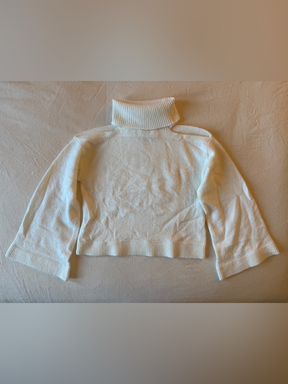 Factorie Cold Shoulder Turtleneck Sweater in Cream